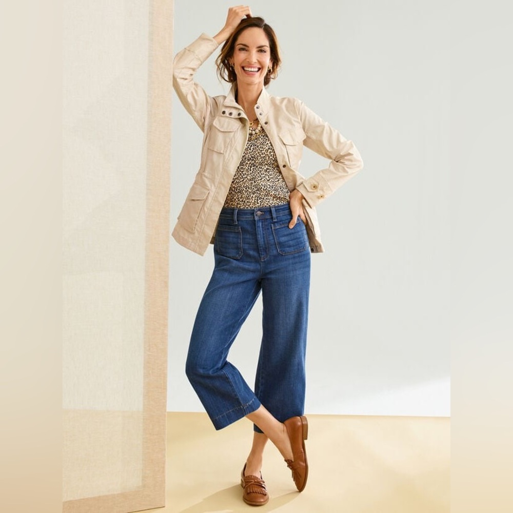 Talbots High Rise Wide Leg Crop Jeans - Picture 2 of 7
